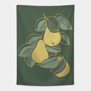 Abstract Pear Line Art Tapestry