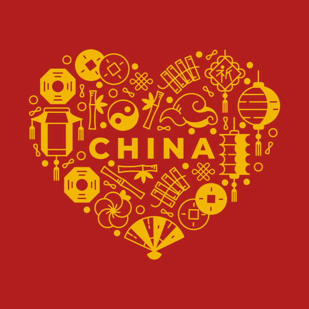 Chinese Icons in a Heart Shape // China Pride by Now Boarding