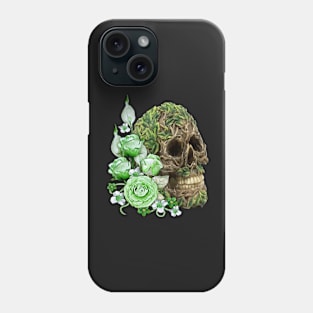 Unique Cool Tree Spirit Skull With Green Flowers Phone Case