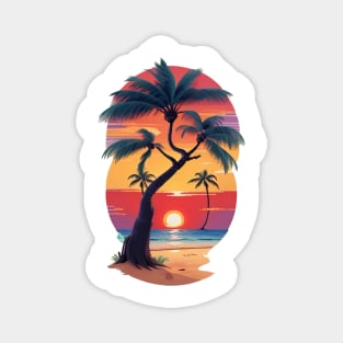 Palm trees with sunset Magnet