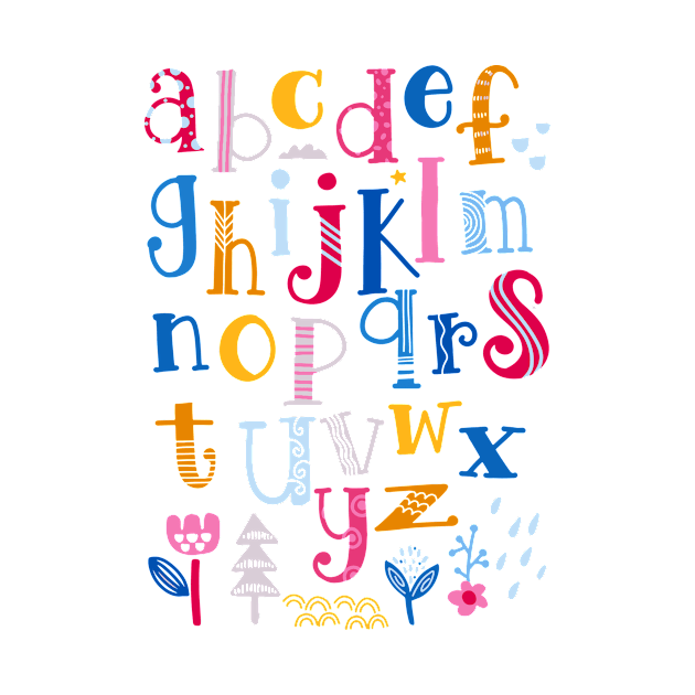 Cute  alphabet with swirls  isolated on background for tex by 9georgeDoodle