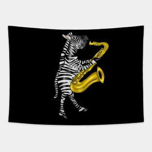 Funny Zebra Saxophone Jazz Lovers Gift Fine Art Tapestry