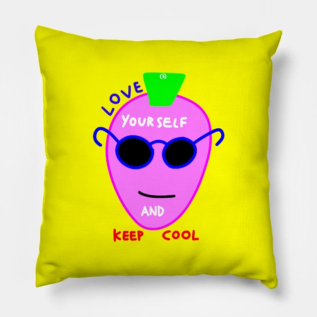 Love yourself and keep cool Pillow by (b)ananartista sbuff