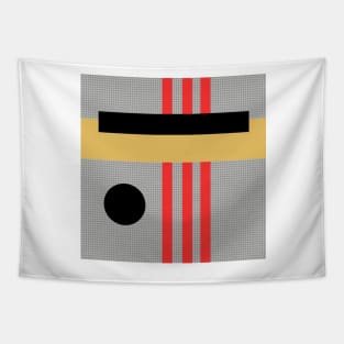 Geometric Abstract Minimal in Gold Black and Red Tapestry