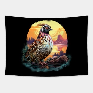 Quail with Mountains and Water Tapestry