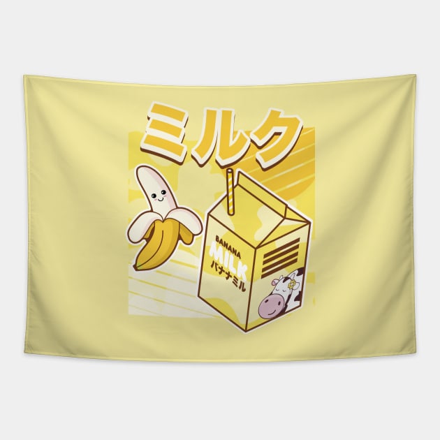 Japanese Kawaii Banana Milk Shake Tapestry by Hixon House