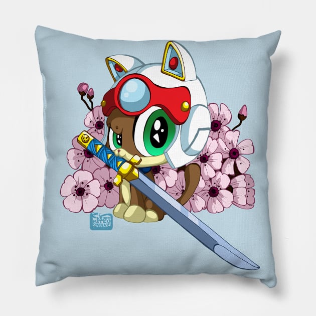 Samurai Pizza Kitten- Speedy Pillow by Happy Bitey Snake