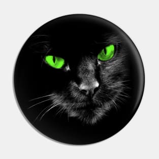 Black Cats Rule - Green Eyes Pin