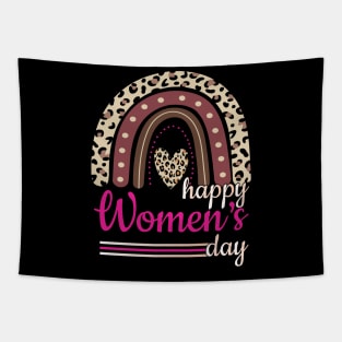 Women's Day Cute 8TH March Leopard Rainbow Tapestry