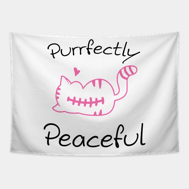 Purrfectly Peaceful Cat Lover Gift Idea Tapestry by Salt88