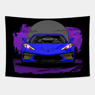 Blue C8 Corvette Stingray Midnight Moon Supercar Racecar Muscle Car Sportscar Corvette C8 Tapestry