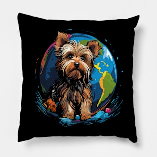 Yorkshire Terrier Earth Day Pillow