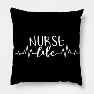 Nurse life text with heart beat Pillow