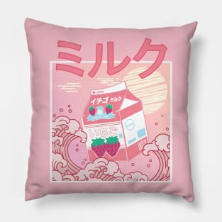 Retro 90s Japanese Kawaii Strawberry Milk Shake Vaporwave Kpop carton Pillow