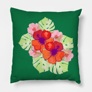 Hibiscus Flowers collage Pillow