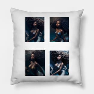 Little Black Mermaids Pillow