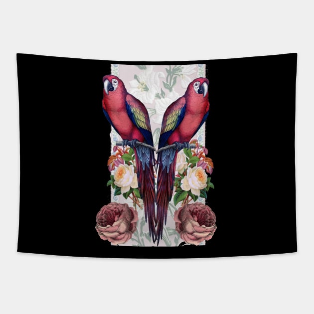 Parrot, tropical bird Tapestry by White B Gifts