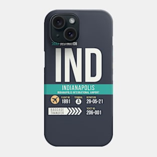 Indianapolis (IND) Airport Code Baggage Tag Phone Case