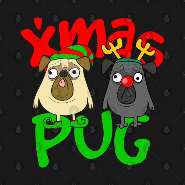 xmas pug by Christyn Evans