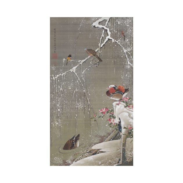 Ito Jakuchu: Mandarin Ducks in Snow (Setchu En-o-zu) by topower