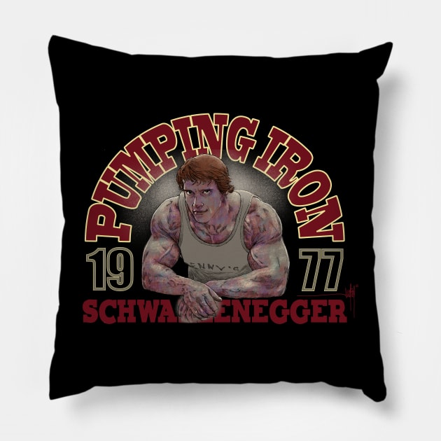 Pumping Iron Pillow by Jun Pagano