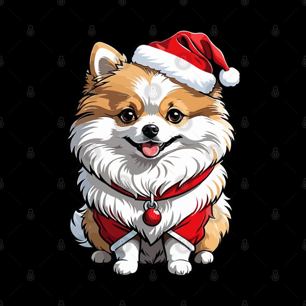 Cute pomeranian dog in santa costume by dmerchworld