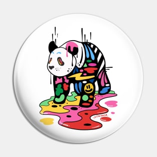 Trippy Colorful Panda Doodle Design Pin