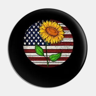 Sunflower American Flag Costume Gift Pin