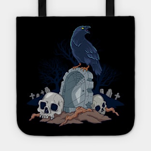 Goth and Gothic - Graveyard with Raven Skulls Tote