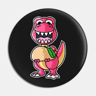 Dinosaur Tyrannosaurus Taco Kawaii Neko Anime Mexican food product Pin