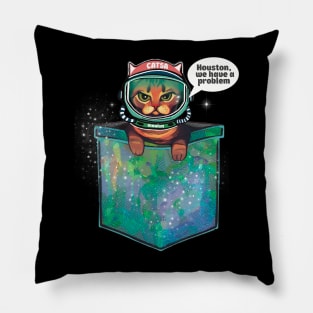 Houston we have a problem grumpy bengal space cat in pocket Pillow