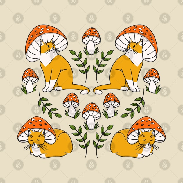 Cute Orange Mushroom Cats by Tamara Lance