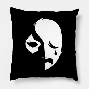 Sad Mask - White Pillow