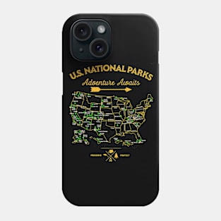 US National Park Map 63 National Parks US Map Adventure Awaits Phone Case