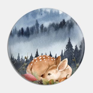 Deer Artwork in Winter Season Pin