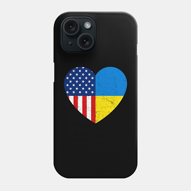 Vintage Ukraine Ukrainian Flag Heart Support Ukraine Phone Case by snnt