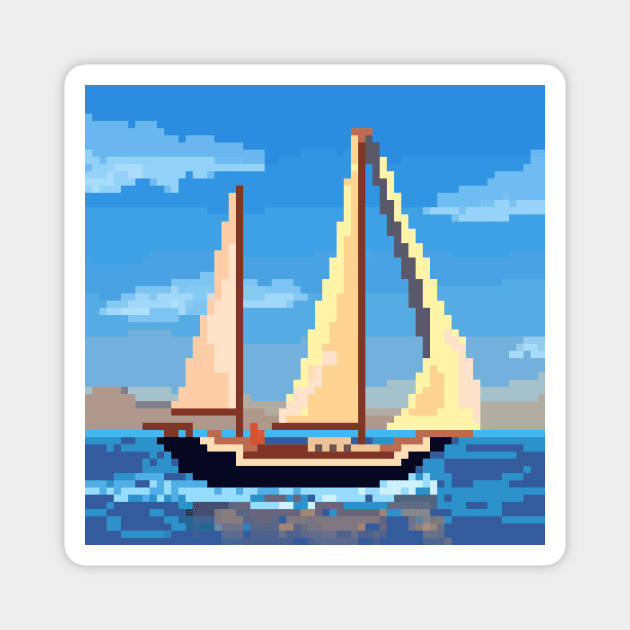 Pixel Boat Magnet by Shellz-art