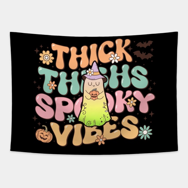 Thick Thighs Spooky Vibes Tapestry by InkBlissful