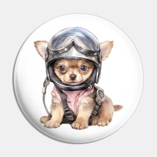 Chihuahua Dog in Helmet Pin