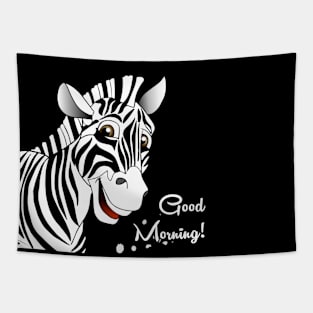 Good Morning! Cute Zebra Illustration Tapestry