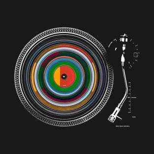 spinning vinyl record on turntable T-Shirt