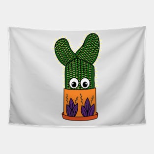 Cute Cactus Design #292: Potted Saguaro In Floral Pot Tapestry