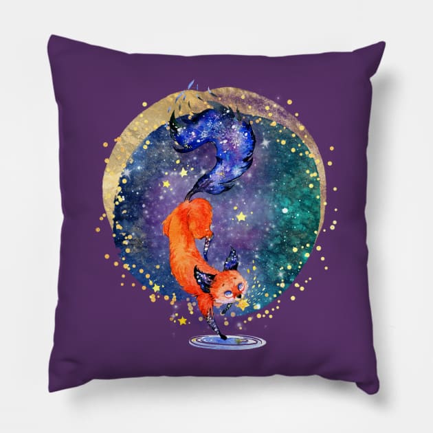 Galaxy Dream Realm Fox Pillow by Holisticfox