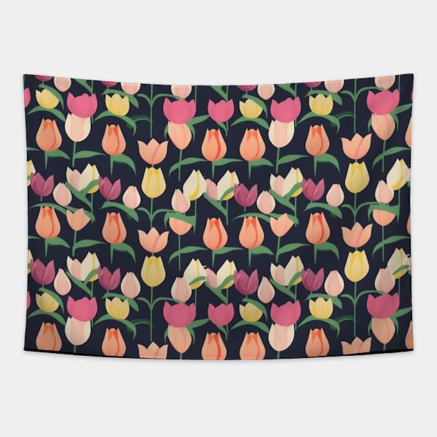 Tulips Flower Seamless Pattern V1 Tapestry by Family journey with God