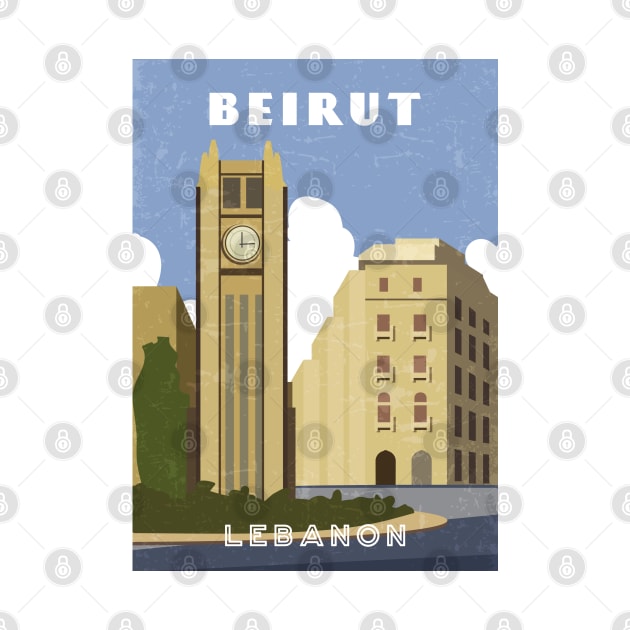 Beirut, Lebanon.Retro travel poster by GreekTavern