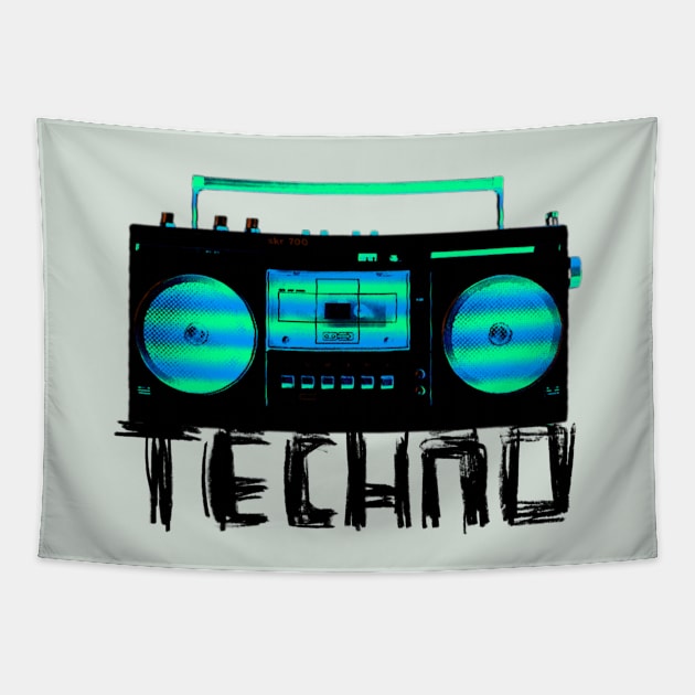 Music Vintage Techno Radio for Techno DJ Tapestry by badlydrawnbabe