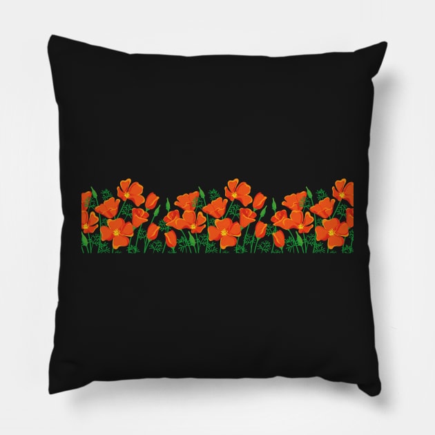 California Poppy Orange Flowers - Floral Art Pillow by Thor