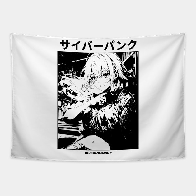 Anime Manga Girl Aesthetic Minimalist Soft Grunge Waifu Japanese Otaku | White Tapestry by Neon Bang Bang