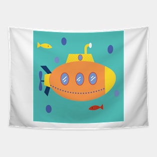 Cute submarine for kids Tapestry