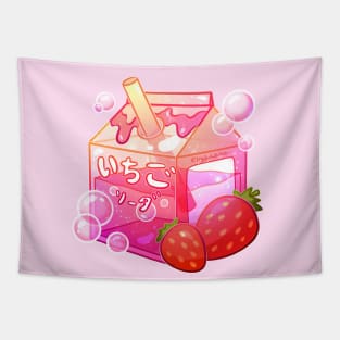 Aesthetic Sparkling Strawberry Soda Carton Tapestry